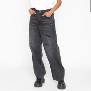 NWT Free People X Sandrine Rose Wide Leg Curve Jean Black baggy size 30 charbon